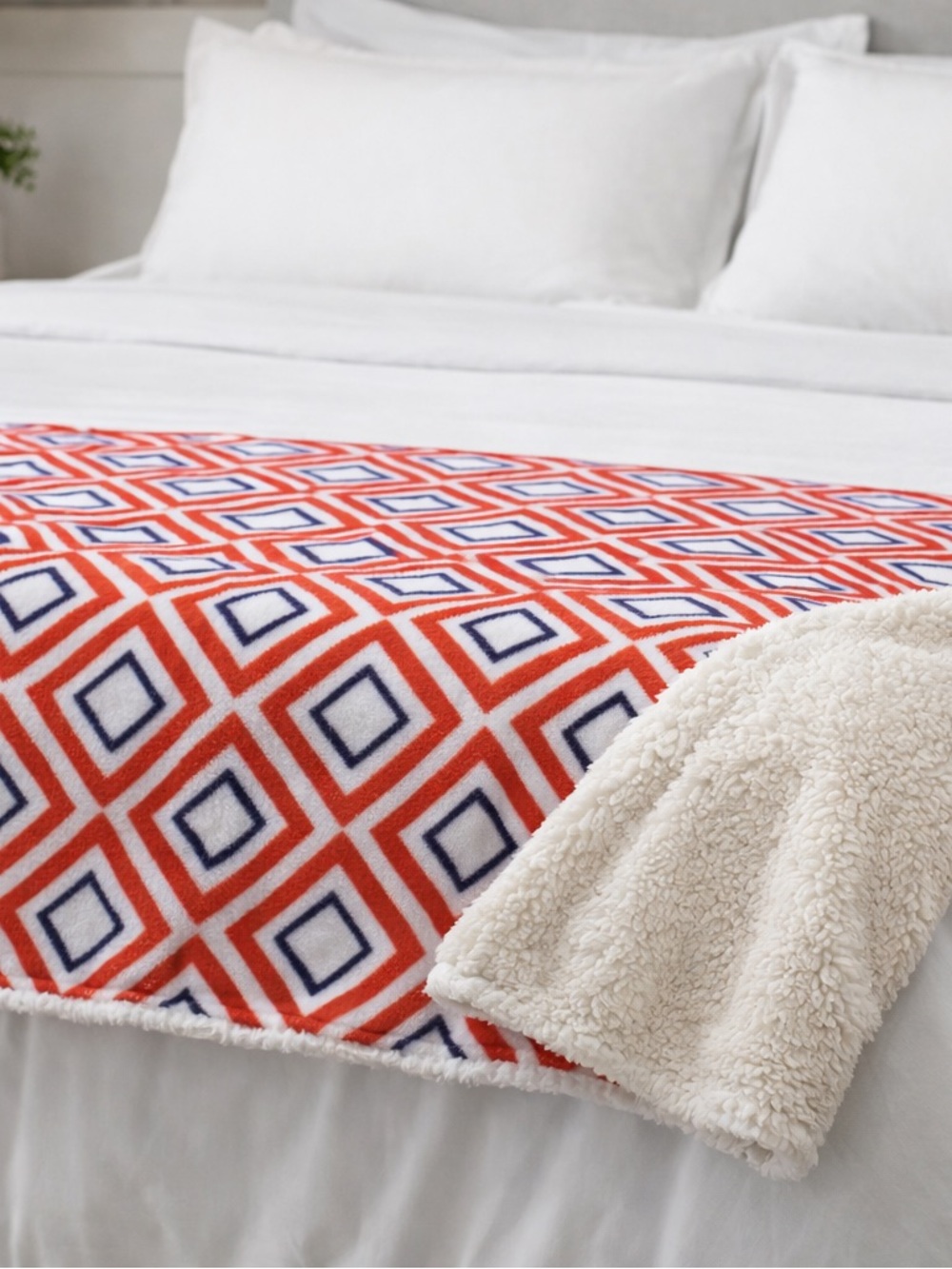 Modern Geometric Soft Sherpa Blanket Throw NWT